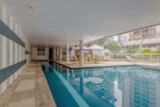 Apartamento Studio 45m², 01 dormitório e 01 banheiro.  Condomínio com portaria, segurança, piscina, salão de festas e academia.  Excelente localização