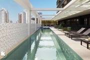 Apartamento 32m², 01dormitório, 01 banheiro e 01 vaga de garagem; ( fotos ilustrativa).  Condomínio com segurança, piscina, academia e salão de festas