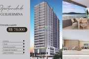 Apartamento com 2 quartos sendo 1 suíte, 2 banheiros, 1 vaga, bairro Guilhermina - Praia Grande