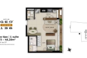 Ágio OPUS GEO HOME 136 Apartamento com 1 Quarto(s) e 2 banheiro(s) à Venda, 48.28 por R$ 601.038,8 no setor Setor Marista AD9269