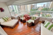 Apartamento de 175m2 com varanda gourmet e 3 suítes, decorado e totalmente mobiliado para locação no Bairro Jardim em Santo André-SP.