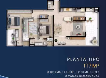 Apartamento com 3 dormitórios à venda, 117 m² por R$ 853.560 - Esplanada Independência - Taubaté/SP