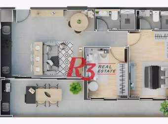 Apartamento com 2 dormitórios para alugar, 65 m² por R$ 6.500,00/mês - Ponta da Praia - Santos/SP
