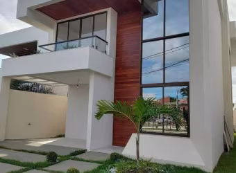 Casa duplex, Nova e em Condomínio com completa infraestrutura! Próxima ao shopping Busca Vida, Camaçari - BA   Casa com 4 suítes (sendo uma térrea) e 3 no pavimento superior com cl