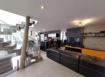 Linda casa moderna em  condomínio, com 296 m² privativos e arquitetura contemporânea, com ambientes integrados.     &lt;BR&gt; &lt;BR&gt;No térreo, encontramos uma garagem coberta para três carros e u