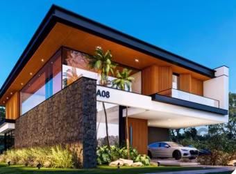 Apresentamos a planta da Casa Reserva, uma residência luxuosa com 5 suítes, projetada para oferecer o máximo de conforto e privacidade. Com uma área total que inclui uma piscina espaçosa de 45m², este