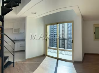Apartamento 75m² duplex em Santana para alugar, 2 dormitórios, sala com varanda gourmet e 1 vaga.