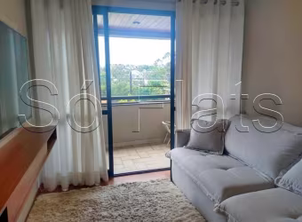 Apto estilo residencie disponível para locação contendo 90m², 3 dorme e 2 vagas em Alphaville.