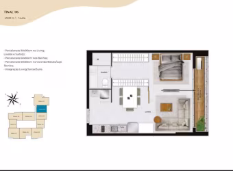 Ágio Azure Marista 50m2  Ágio Apartamento com 1 Quarto(s) e 1 banheiro(s) à Venda, 50 por R$ 565.000 no setor Setor Marista VN24829