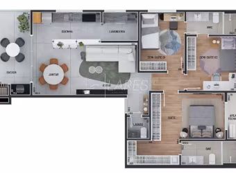 Apartamento com 100 m², 3 quartos sendo 1 suíte à venda no bairro Batel.