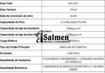 Barracão / galpão / depósito com 3 salas à venda no jardim ottawa, guarulhos , 824 m2 por r$ 3.500.000