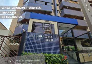 Apartamento duplex à venda no centro de londrina - edif. terra azul - 3 quartos, suíte, 2 vagas