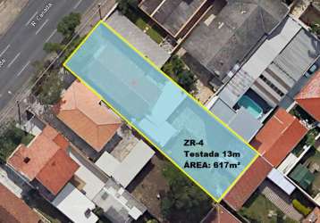 Terreno zr4 com 617m2 no bacacheri