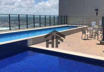 Flat de 33,46m² para alugar ou vender, com 1 quarto e mobiliado, localizado no pina, recife - pernambuco.