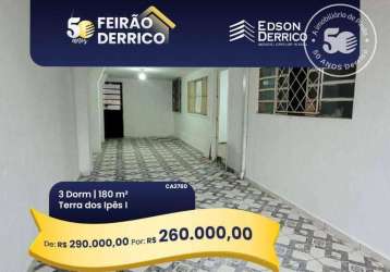 Casa com 3 dormitórios, 180 m² - venda por r$ 260.000,00 ou aluguel por r$ 1.400,00/mês - conjunto habitacional terra dos ipês i (sul) - pindamonhangaba/sp