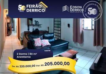 Casa com 2 dormitórios à venda, 80 m² por r$ 220.000,00 - conjunto residencial araretama - pindamonhangaba/sp