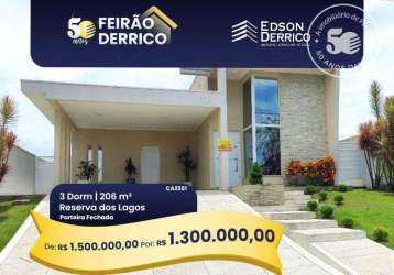 Casa com 3 dormitórios à venda, 206 m² por r$ 1.500.000,00 - reserva dos lagos - pindamonhangaba/sp