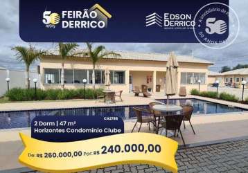 Casa com 2 dormitórios à venda, 47 m² por r$ 260.000,00 - horizontes condomínio clube - pindamonhangaba/sp