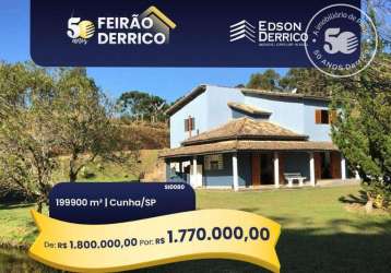 Sítio à venda, 199900 m² por r$ 1.800.000,00 - cunha - cunha/sp