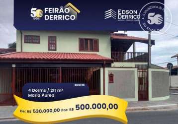 Sobrado com 4 dormitórios à venda, 210 m² por r$ 530.000,00 - maria áurea - pindamonhangaba/sp