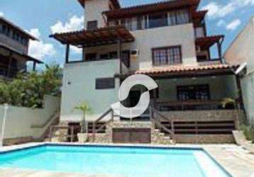 Piratininga - linda casa com piscina, 3 suítes, sauna, churrasqueira, forno à lenha, 3 vagas, 513 m² por r$ 1.900.000  - niterói/rj