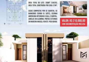 Casa com 2 dormitórios à venda, 57 m² por r$ 210.000 - novo geisel - joão pessoa/pb