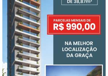 Lançamento   quarto e sala na graça c/suite e varanda -seven graça