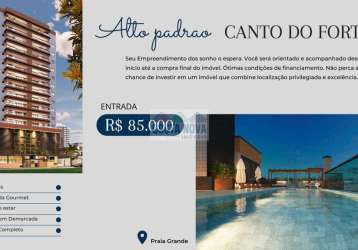 Apartamento de alto padrão, 3 dormitórios no canto do forte ? praia grande