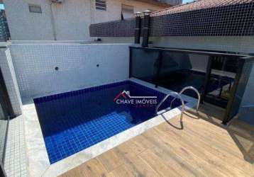 Casa nova com 3 dormitórios suítes, lazer com piscina à venda, 155 m² por r$ 1.450.000 - embaré - santos/sp