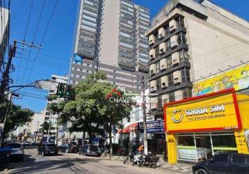 Sala comercial com 70 m2, elevador, no coração do gonzaga - santos/sp