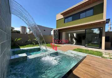 Casa em condomínio fechado à venda de 03 suítes no bairro alto do castelo em ribeirão preto com piscina com cascata.