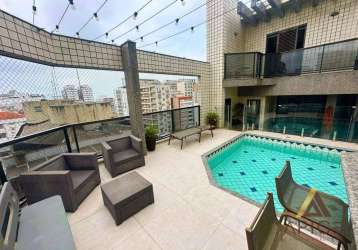 !!!maravilhosa cobertura duiplex altíssimo padrão!!! 262m²úteis - 04 suítes - piscina+churrasqueira+espaço gourmet - 04 vagas por r$ 3.999m - gonzaga