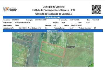 Terreno à venda, 362 m² por r$ 232.730,44 - verona - cascavel/pr