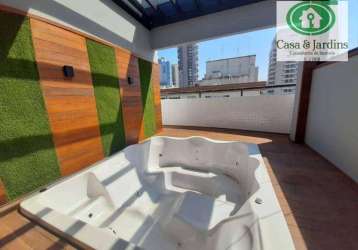 Cobertura com 3 dormitórios à venda, 191 m² por r$ 1.849.000,00 - pompéia - santos/sp