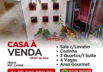 Casa com 3 dormitórios à venda, 250 m² por r$ 900.000,00 - penha - são paulo/sp