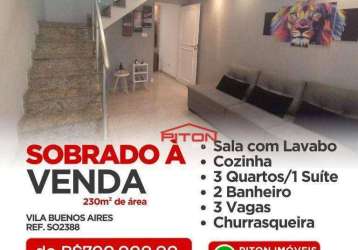 Sobrado com 3 dormitórios à venda, 230 m² por r$ 680.000,00 - vila buenos aires - são paulo/sp