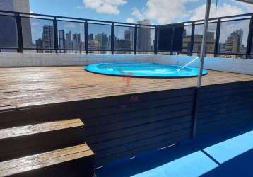 Cobertura duplex em manaira com piscina privada e vista mar. 2 suites, 2 vagas de garagem