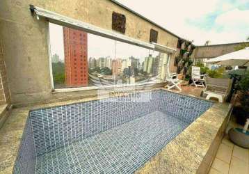 Linda cobertura com piscina e 4 suítes para locação, 250m² - jardim, santo andré/sp.