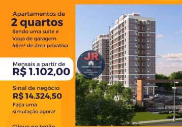 Oportunidade para garantir seu apartamento, 2 quartos sendo uma suíte com vaga de garagem