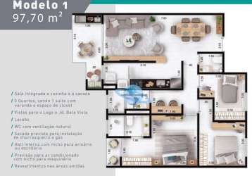 Apartamento com 3 dormitórios à venda, 97 m² por r$ 935.000 - chácara belvedere - indaiatuba/sp