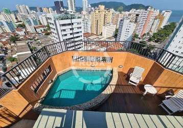 Cobertura duplex próximo da praia a venda em santos, localizado no bairro da aparecida.