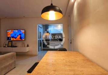 Apartamento com lazer 2 quartos, 1 suíte, 1 vaga, gonzaga - santos/sp