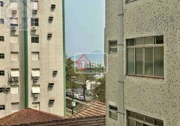 Venda apartamento 1 dormitório santos sp - mar doce lar a 200 metros da praia na ponta da praia, vista parcial do mar e portaria 24h