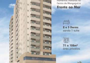 Mongaguá, prédio frente para o mar, 2 dorms, suite, sacada gourmet