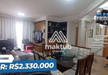 Cobertura com 4 dormitórios à venda, 340 m² por r$ 2.330.000,00 - vila assunção - santo andré/sp