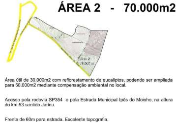 Área à venda, 70000 m² por r$ 3.577.700,00 - moinho - campo limpo paulista/sp