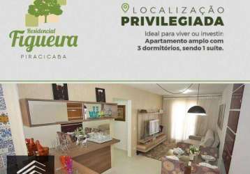 Apartamento com 3 dormitórios à venda, 70 m² por r$ 275.000,00 - dois córregos - piracicaba/sp