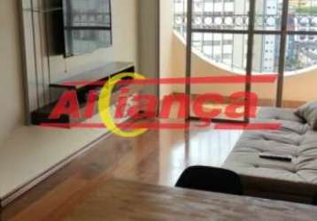 Apartamento 75m², 2 dormitórios, cozinha americana, sala 2 ambientes e sacada, 1 vaga