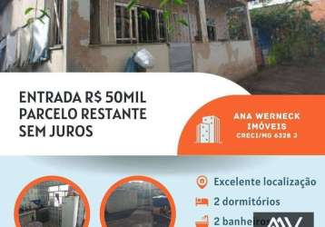 Casa com 2 dormitórios à venda, 100 m² por r$ 50.000 de entrada - marumbi - juiz de fora/mg