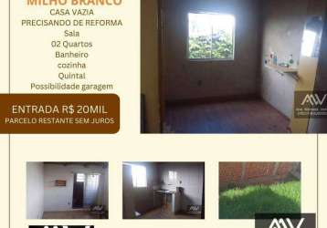 Casa com 2 dormitórios à venda, 84 m² por r$ 20.000 de entrada - milho branco - juiz de fora/mg